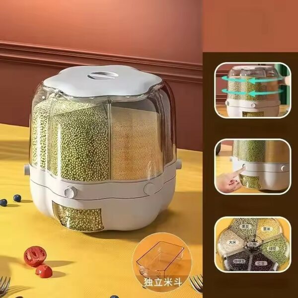 Dispenser de Cereais Giratório com 6 Divisórias