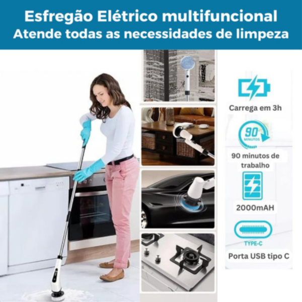 Escova De Limpeza Elétrica P/ Casa Multiuso Sem Fio Portátil - Image 6