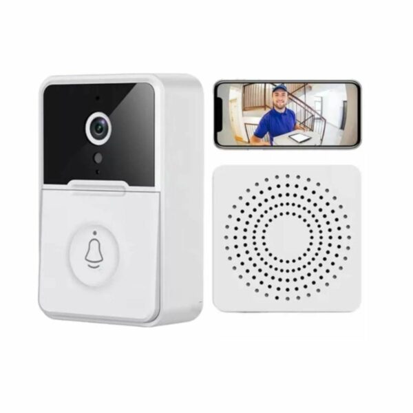 Campainha C/ Câmera Wifi Sem Fio Inteligente Interfone Áudio Branca