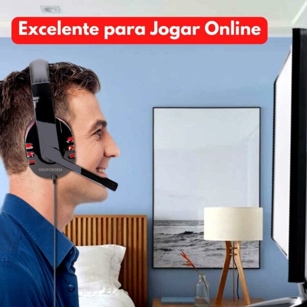 Fone de ouvido over-ear gamer Altomex A-302 vermelho e preto - Image 5
