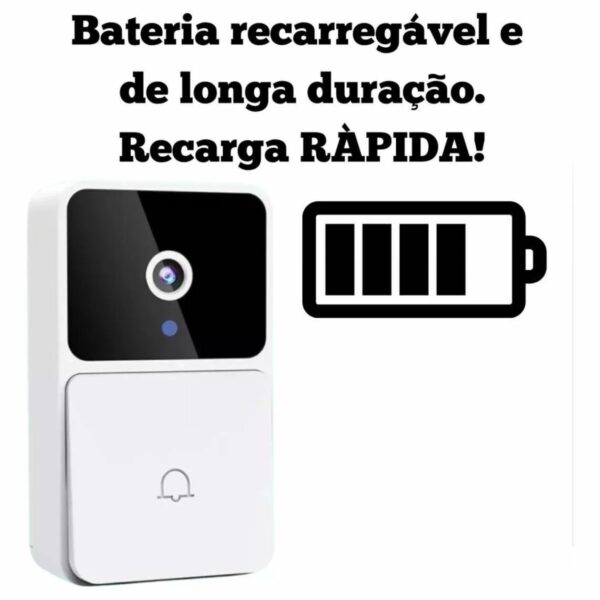 Campainha C/ Câmera Wifi Sem Fio Inteligente Interfone Áudio Branca - Image 5