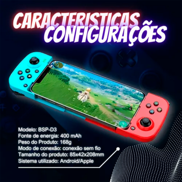 Controle Gamepad Bluetooth 5.0 P/ Celular Android Ios Bsp-d3