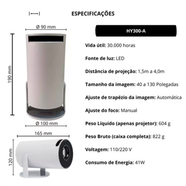Mini Projetor Portátil Hy300 1080p Full Hd Android Cinema Bt - Image 5
