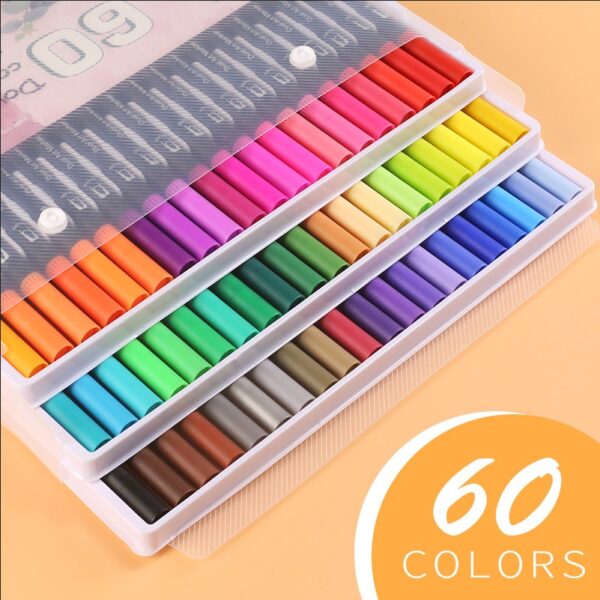 Caneta brush pen 60/80 cores canetinha ponta fina e ponta pincel - Image 3