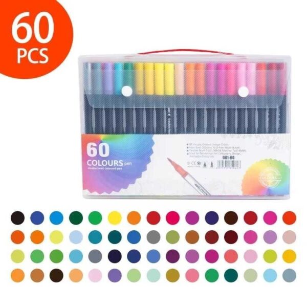 Caneta brush pen 60/80 cores canetinha ponta fina e ponta pincel - Image 2